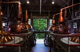 Stills at Chita Distillery, essential to crafting premium Japanese grain whisky.