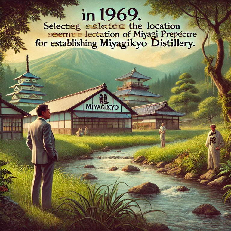  Historical image of Miyagikyo Distillery, founded in 1969 by Nikka Whisky Distilling Co., Ltd.