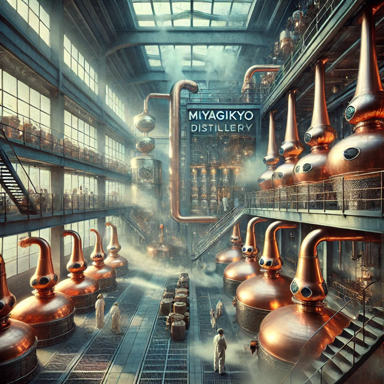  Historical image of Miyagikyo Distillery, founded in 1969 by Nikka Whisky Distilling Co., Ltd.