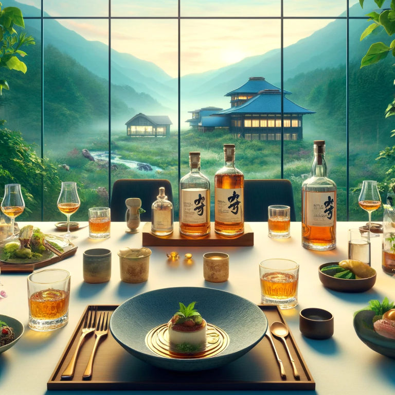 Miyagikyo Distillery food environment, where Japanese whisky is perfectly paired with fine cuisine in a tranquil setting.