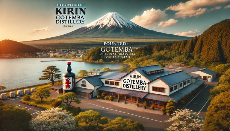 Overview of Kirin Gotemba Distillery nestled at the base of Mt. Fuji, showcasing Japanese craftsmanship and premium whisky productionO