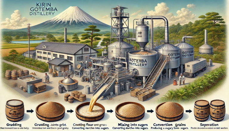 Detailed look at the production process at Kirin Gotemba Distillery, showcasing traditional and modern techniques in whisky making.