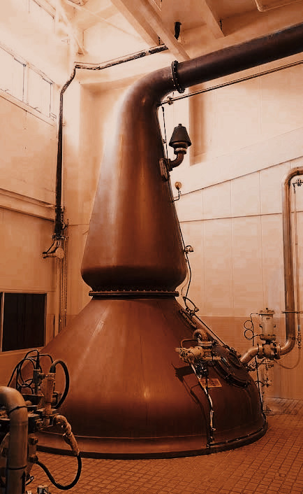  The stills at Kirin Gotemba Distillery, highlighting their role in the whisky distillation process.