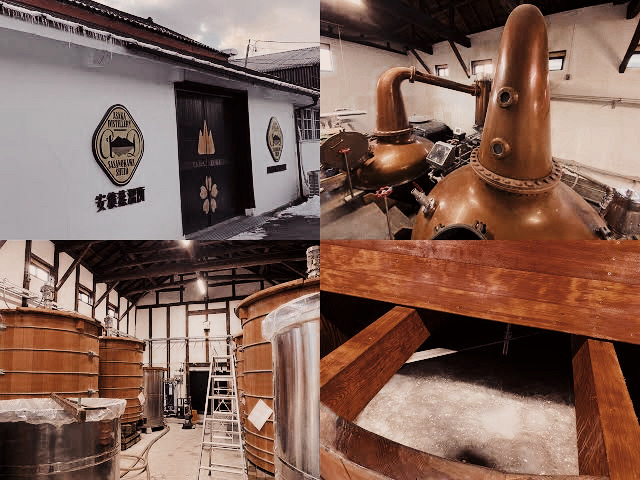 Handcrafted copper stills at Aska Distillery showcasing traditional Japanese whisky craftsmanship.