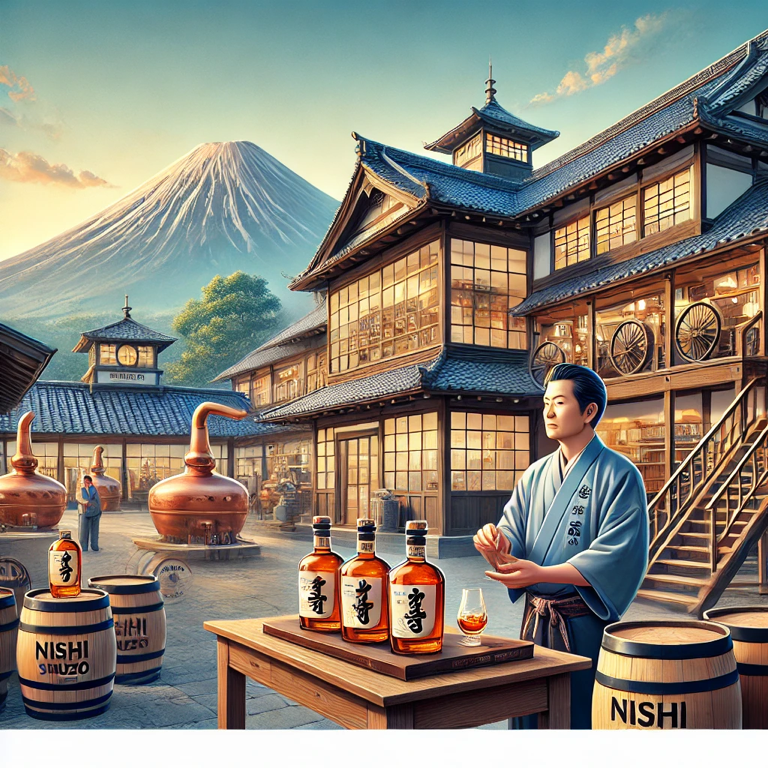  Historical image of Ontake Distillery and Nishi Souzou, showcasing their heritage in whisky and shochu production.