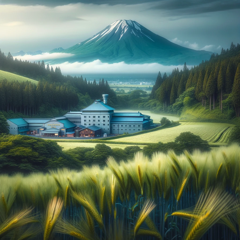 : A scenic view of Ontake Distillery, blending traditional and modern whisky-making techniques.