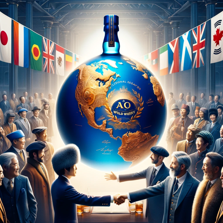 Suntory AO Whisky bottle symbolizing the unification of the world’s whisky traditions.