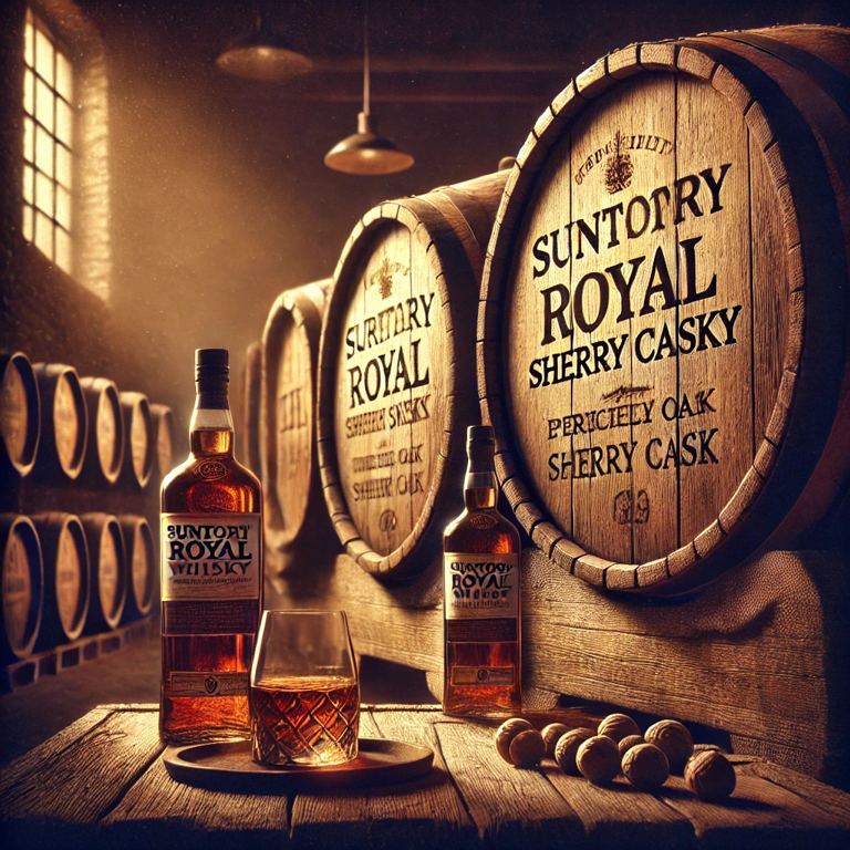 The blending process of Suntory Royal Whisky, combining tradition and innovation in Japanese whisky production.