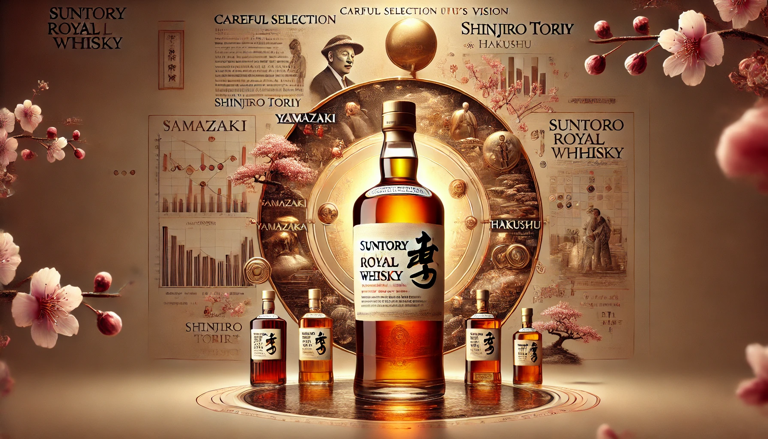 Suntory Royal Whisky glass, releasing its complex aroma of fruit, spice, and oak.