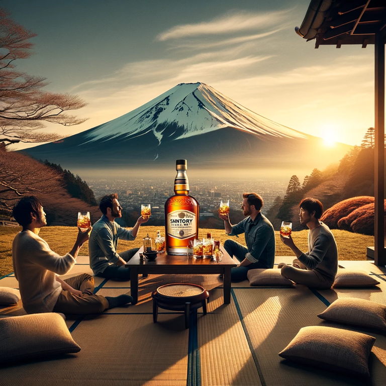 Suntory Royal Whisky paired with Japanese cuisine, enhancing the dining experience.