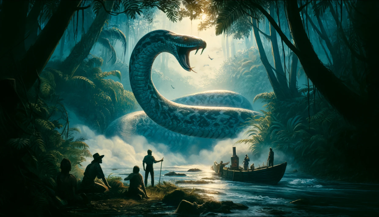 Time-traveling journey to the Amazon River, crafting Anaconda Amazon Whisky with the spirit of the jungle, matured in copper pot stills guarded by an anaconda.