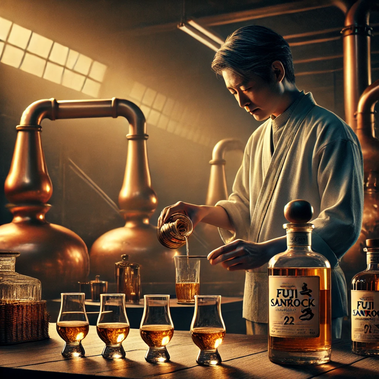 Detailed look at the production process at Fuji Sanroku Distillery, where handcrafted whisky is perfected.