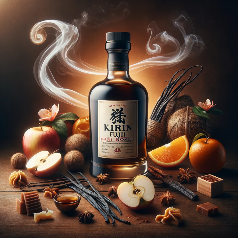 The aroma profile of Fuji Sanroku whisky, showcasing its rich, complex notes of fruit, vanilla, and smokiness.