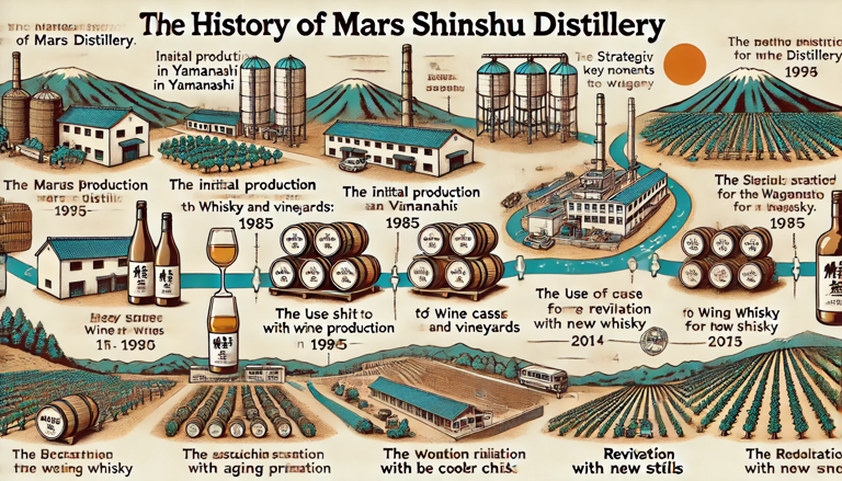 Explore the rich history of Mars Shinshu Distillery, from its early struggles in Yamanashi to its resurgence in Nagano, shaping the Japanese whisky landscape.