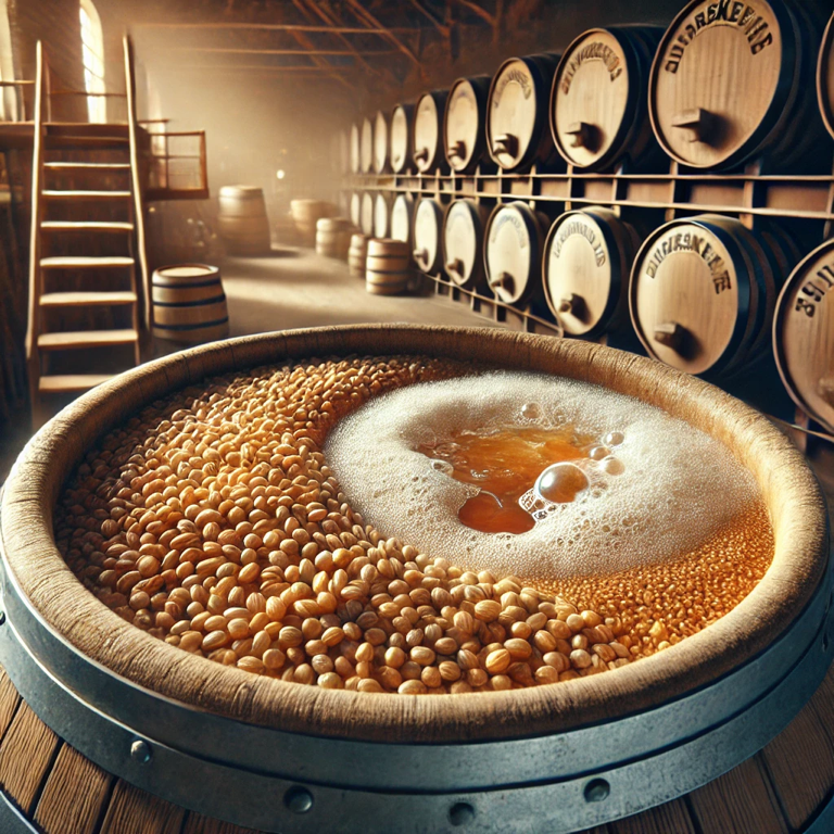 Traditional fermentation vessels in a Japanese distillery showcasing the shared techniques in sake and whisky creation.