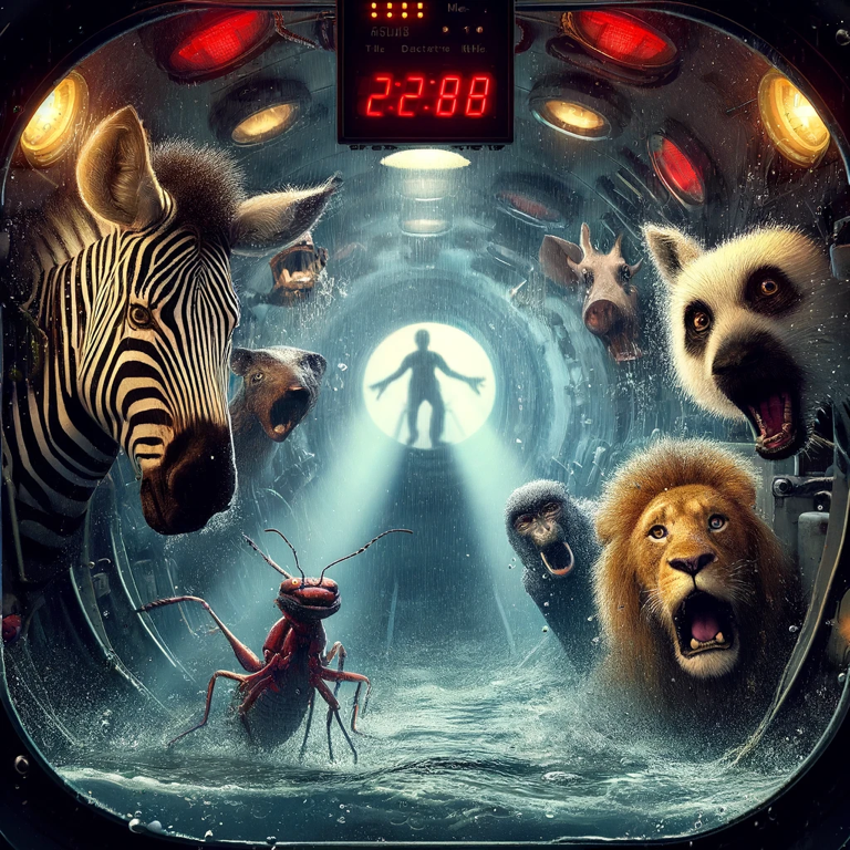 “A team of zebra, lion, ant, monkey, and gorilla showcasing whisky craftsmanship in an underground distillery, captivating whisky lovers and enthusiasts in a mystical deep sea kingdom.”