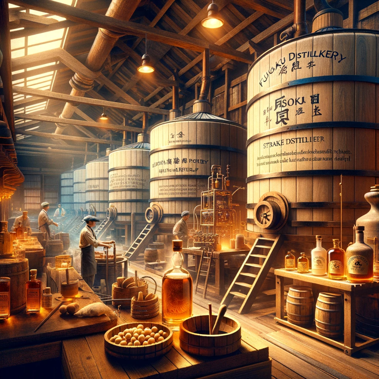 The detailed whisky production process at Fugaku Distillery, where craftsmanship meets nature’s perfection.