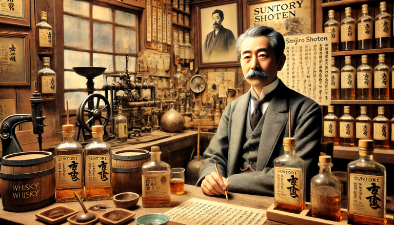 Historical image of Hakushu Distillery’s early days in the Japanese Alps.