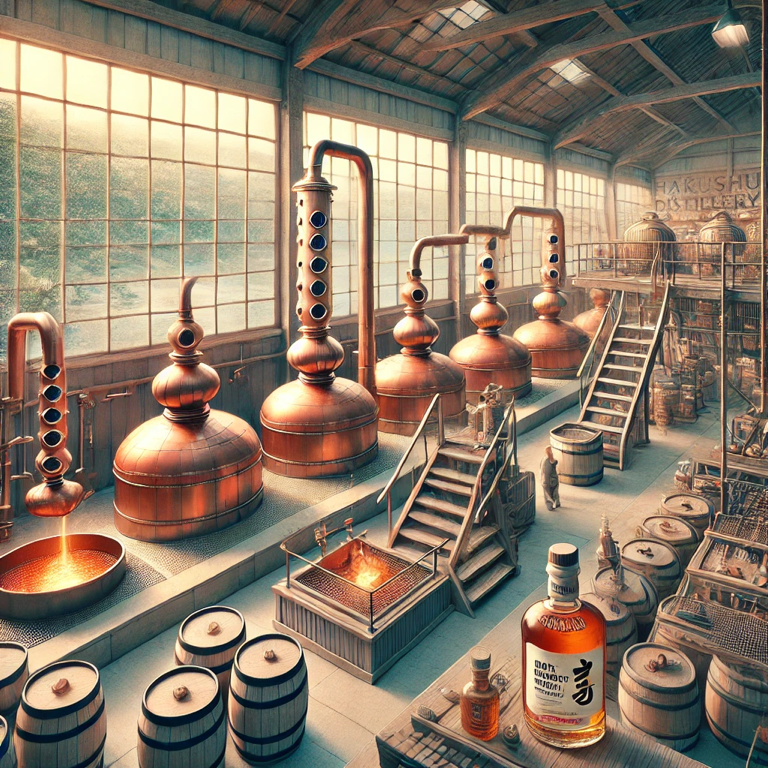 Hakushu Distillery production process, showcasing craftsmanship for whisky lovers and enthusiasts