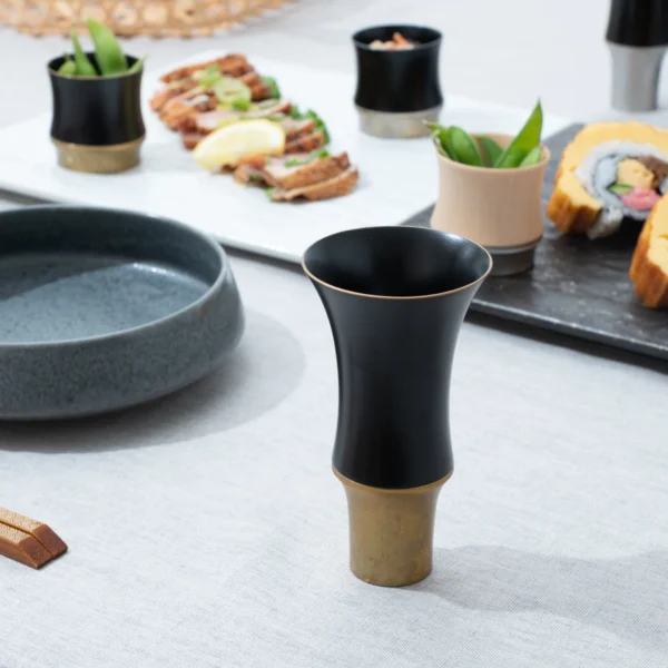 BAMBOO TALL BLACK AND GOLD GUINOMI SAKE CUP07