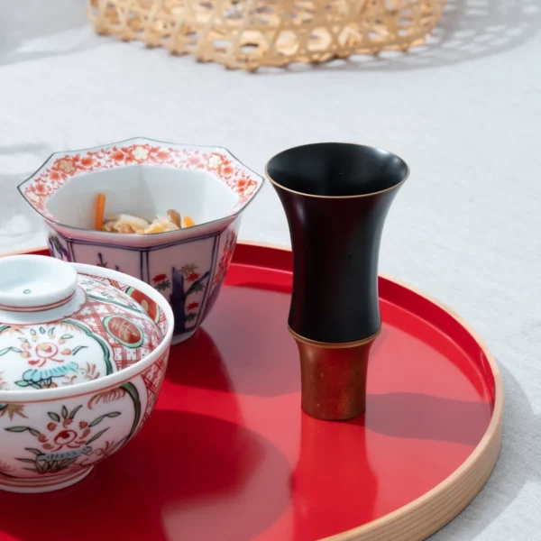 BAMBOO TALL BLACK AND GOLD GUINOMI SAKE CUP08
