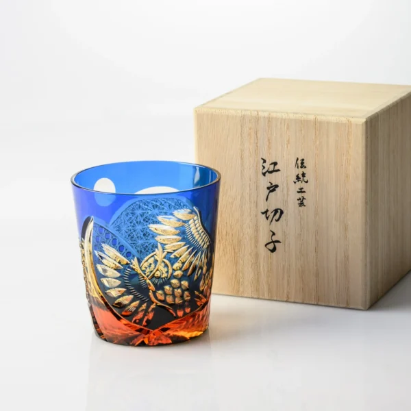 BLUE AMBER OWL EDO KIRIKO WHISKEY GLASS09