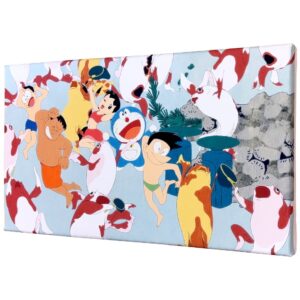 Doraemon Nobita Picture World Goldfish Zukushi Fabric Board01