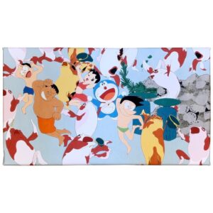 Doraemon Nobita Picture World Goldfish Zukushi Fabric Board02