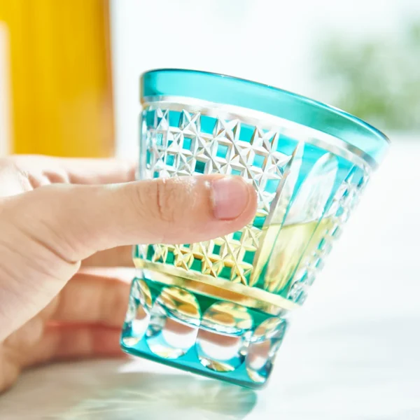 EMERALD CHECKERED EDO KIRIKO WHISKEY GLASS05