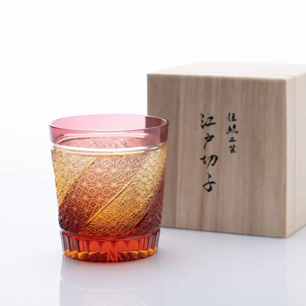 GOLD RED AMBER EDO KIRIKO WHISKEY GLASS01