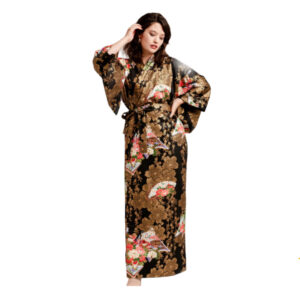 Japan object store Tancho Silk Kimono Robe black03