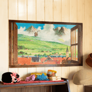 Japonism Anime Art Ghibli Museum Window Howl Town01