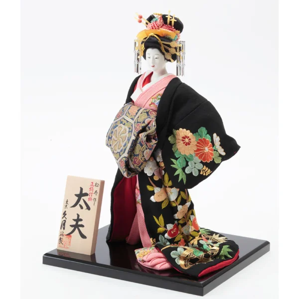 Japonism Doll Oyama Geisha Tayu Silk Kimono Black02