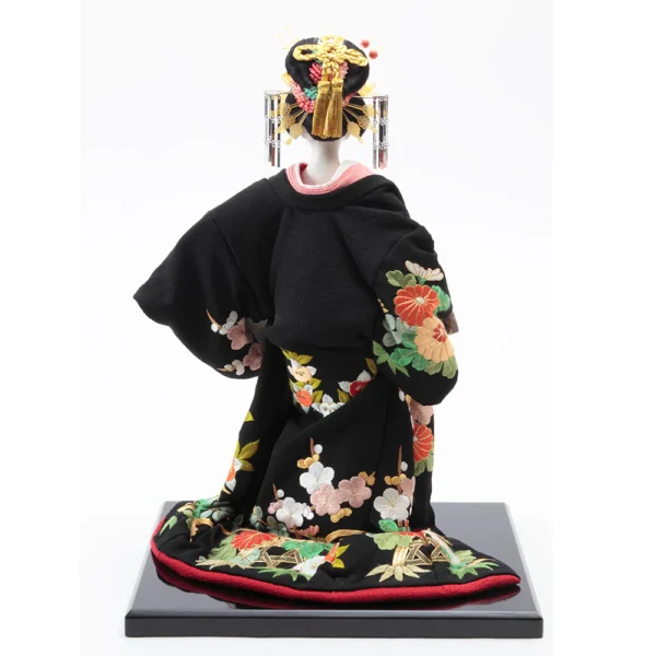 Japonism Doll Oyama Geisha Tayu Silk Kimono Black05