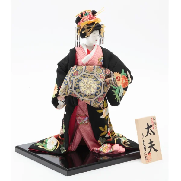 Japonism Doll Oyama Geisha Tayu Silk Kimono Black06