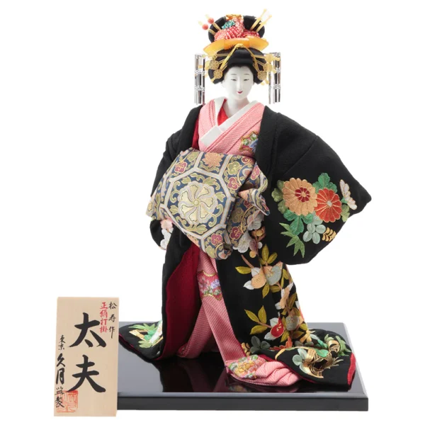 Japonism Doll Oyama Geisha Tayu Silk Kimono Black07