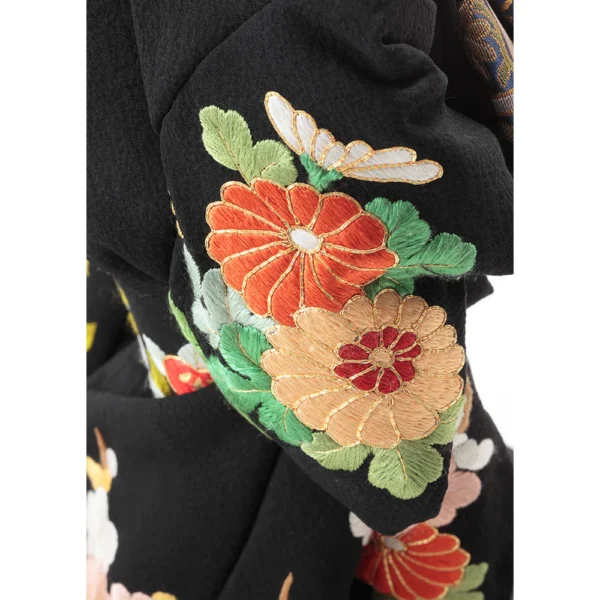 Japonism Doll Oyama Geisha Tayu Silk Kimono Black08