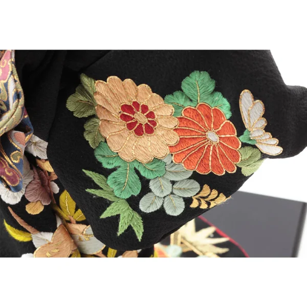 Japonism Doll Oyama Geisha Tayu Silk Kimono Black10