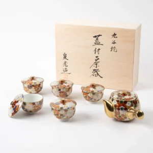 Japonism Kutani Blooming Flowers Tea Set01