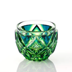Japonism Satsuma Kiriko Sake Cup Cyan Yellow Green01