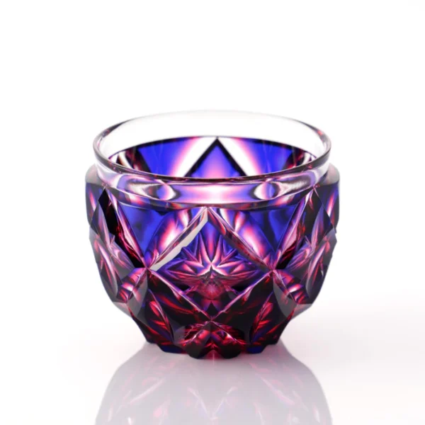 Japonism Satsuma Kiriko Sake Cup Lapis Red01