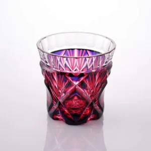 Japonism Satsuma Kiriko Sake Glass Lapis Red01