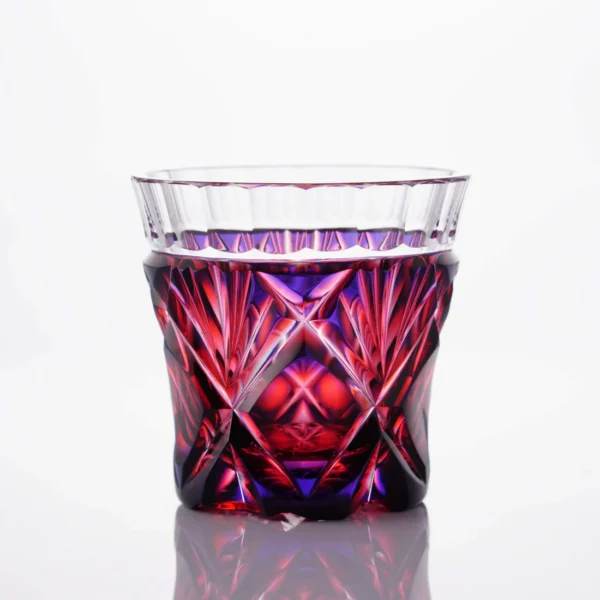 Japonism Satsuma Kiriko Sake Glass Lapis Red03