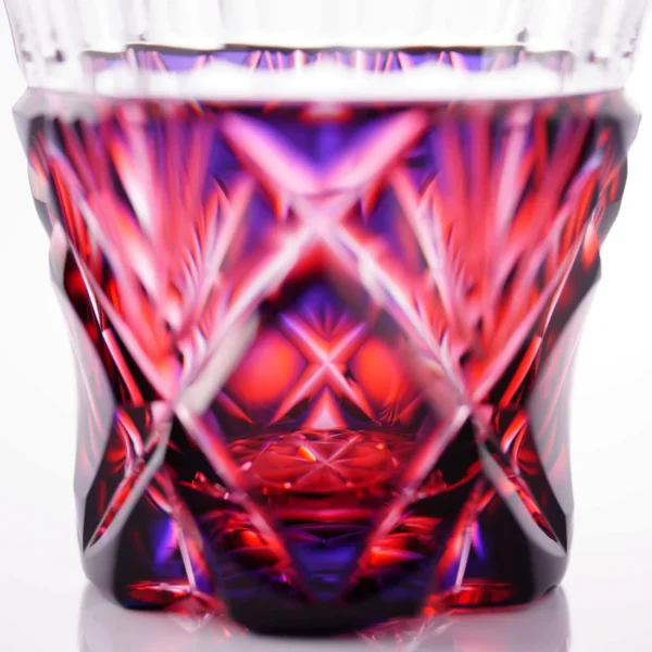 Japonism Satsuma Kiriko Sake Glass Lapis Red06