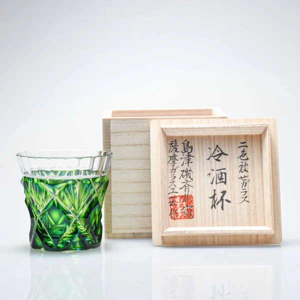 Japonism Satsuma Kiriko Two Color Sake Glass Cut251 109