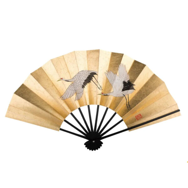 Japonism Sensu 7 10 Honmomi Foil Green Pine Married Crane01
