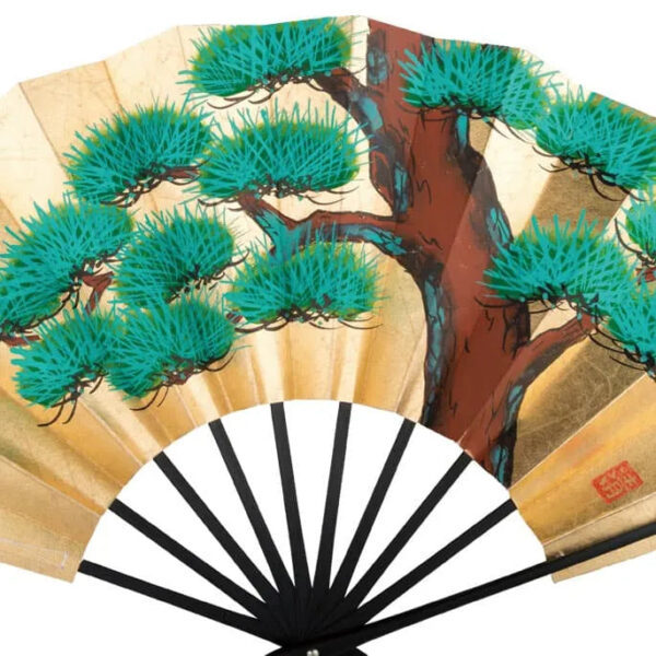 Japonism Sensu 7 10 Honmomi Foil Green Pine Married Crane02