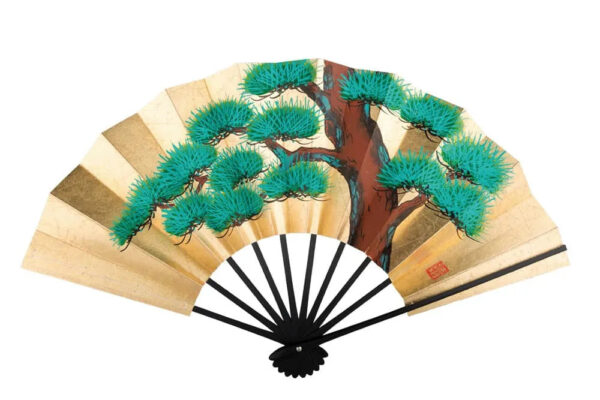 Japonism Sensu 7 10 Honmomi Foil Green Pine Married Crane03