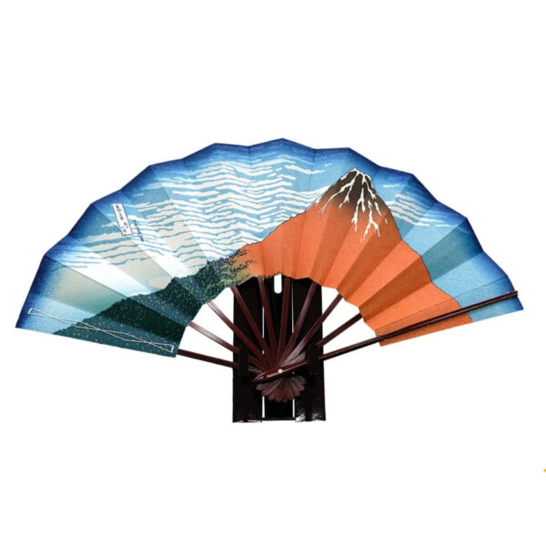 Japonism Sensu Ukiyoe Hokusai Kaifu Kaisei Akafuji Fan Box Stand01