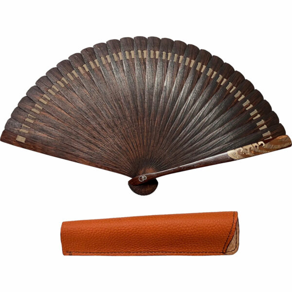 Japonism Sensu Valedo Firenze Namiura Leather Fan Paulownia Box01